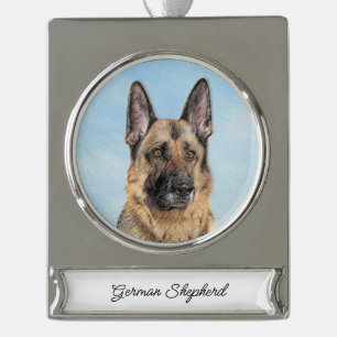 Duitse herderschilderkunst - Kute Original Dog Art Verzilverd Banner Ornament