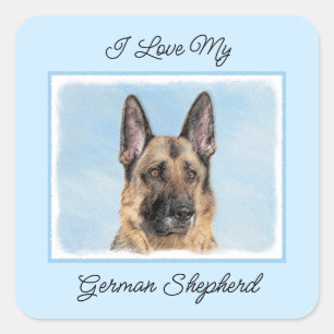 Duitse herderschilderkunst - Kute Original Dog Art Vierkante Sticker