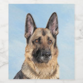 Duitse herderschilderkunst - Kute Original Dog Art Wijn Etiket (Enkel label)