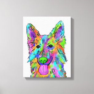 Duitse herderse regenboogdog canvas afdruk