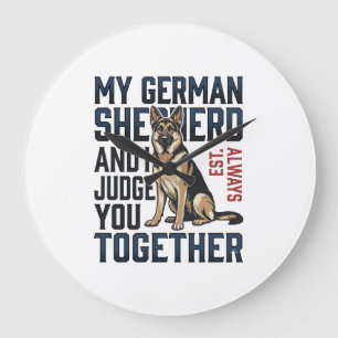 Duitse Herdershirt Fun Dog Lover Vintage Engr Grote Klok