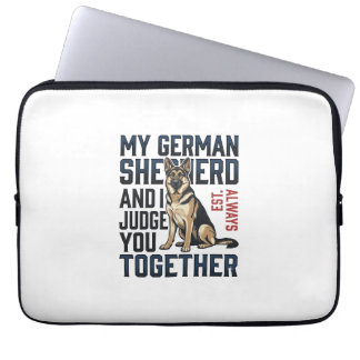 Duitse Herdershirt Fun Dog Lover Vintage Graveerwe Laptop Sleeve