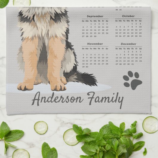 Duitse Herdershond 2026 Theedoek Kalender (Gevouwen)