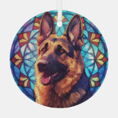 Duitse herdershond 2 gevlekt glas ornament (Achterkant)