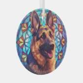 Duitse herdershond 2 gevlekt glas ornament (Voorkant Rechts)