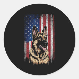 Duitse herdershond 4 juli Patriottisch USA Indepen Ronde Sticker