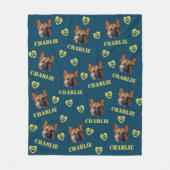 Duitse herdershond, aangepaste foto en naam herhal fleece deken (Voorkant)
