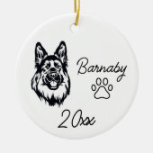 Duitse Herdershond Aangepaste naam & Jaar Lijnteke Keramisch Ornament (Voorkant)
