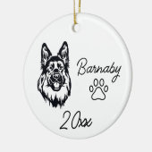 Duitse Herdershond Aangepaste naam & Jaar Lijnteke Keramisch Ornament (Links)