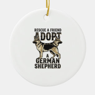 Duitse Herdershond Adoptie Vintage Reddingshond T- Keramisch Ornament