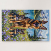 Duitse Herdershond Alpine Iris Kunst Legpuzzel (Horizontaal)