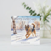 Duitse Herdershond Alsatian Sneeuw Kerstmis Feestdagenkaart (Staand voorkant)