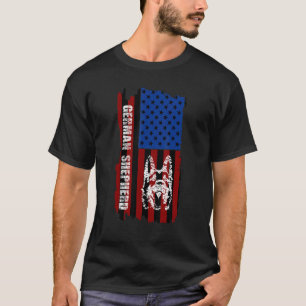 Duitse Herdershond Amerikaanse Vlag Beschermende H T-shirt