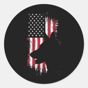 Duitse Herdershond Amerikaanse Vlag Shirt Usa Patr Ronde Sticker