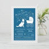 Duitse herdershond Baby shower Frans Blauw Jongen Kaart (Staand voorkant)