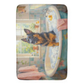 Duitse Herdershond Bad Tijd Knus Badkamer Decor Badmat (Voorkant Verticaal)