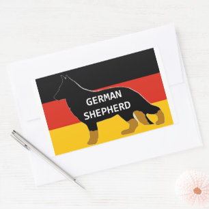 Duitse Herdershond Bi Kleur naam Silhouette Rechthoekige Sticker