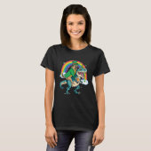 Duitse Herdershond Bier Dino Rex Hoorn Regenboog T-shirt (Voorkant volledig)