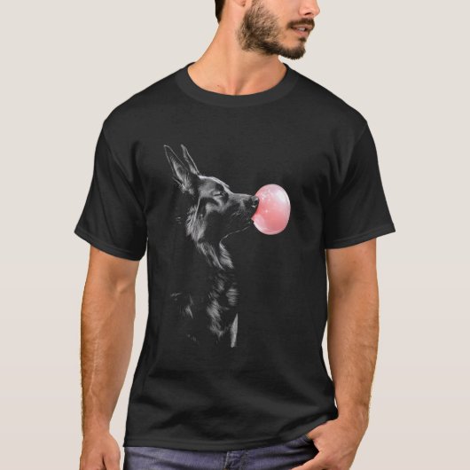 Duitse Herdershond Blaast Kauwgom T-shirt (Voorkant)