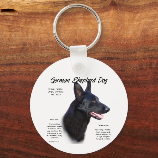 Duitse herdershond (blk) Geschiedenis Ontwerp Sleutelhanger (Achterkant)