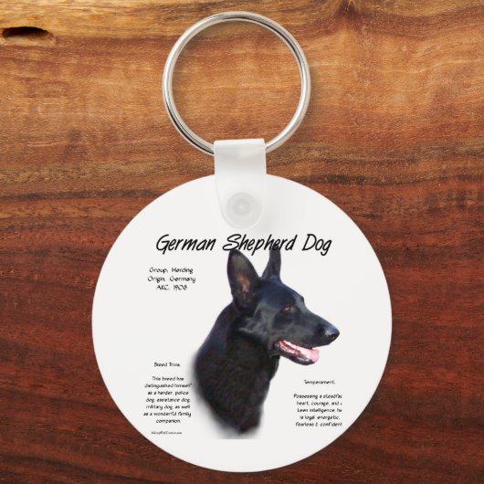 Duitse herdershond (blk) Geschiedenis Ontwerp Sleutelhanger (Achterkant)