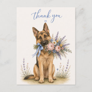 Duitse Herdershond Bloem Dank Je Briefkaart