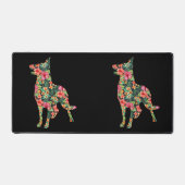 Duitse Herdershond Bloem Grappige Hond Silhouet Bl Bureaumat (Voorkant)
