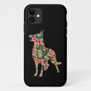 Duitse Herdershond Bloem Grappige Hond Silhouet Bl Case-Mate iPhone Case