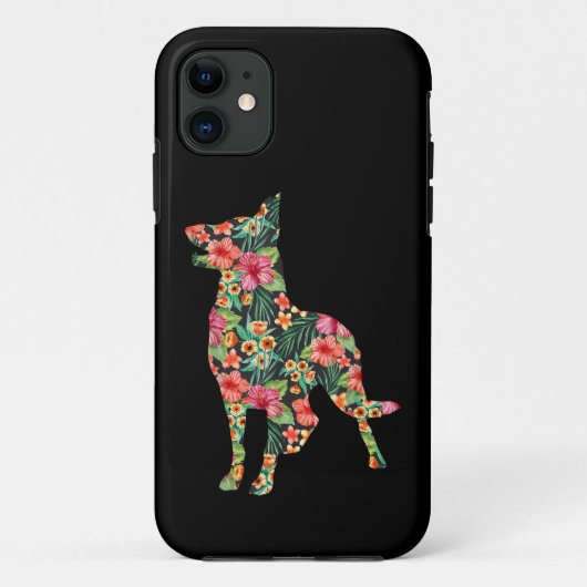 Duitse Herdershond Bloem Grappige Hond Silhouet Bl Case-Mate iPhone Case (Achterkant)