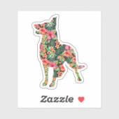 Duitse Herdershond Bloem Grappige Hond Silhouet Bl Sticker (Vel)