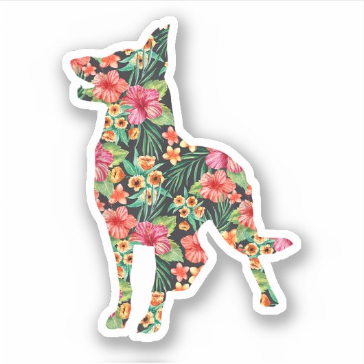 Duitse Herdershond Bloem Grappige Hond Silhouet Bl Sticker (Voorkant)