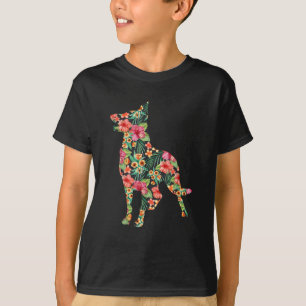 Duitse Herdershond Bloem Grappige Hond Silhouet Bl T-shirt
