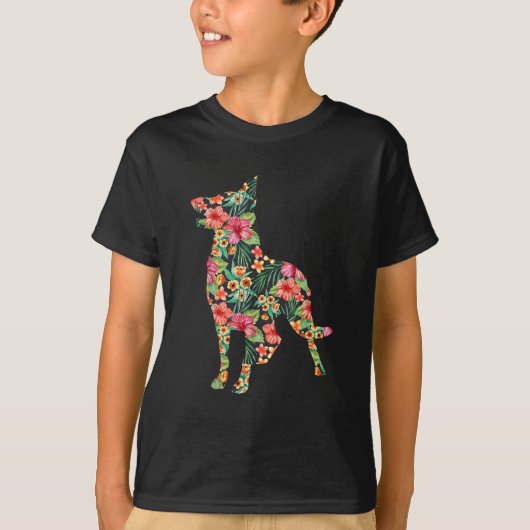 Duitse Herdershond Bloem Grappige Hond Silhouet Bl T-shirt (Voorkant)