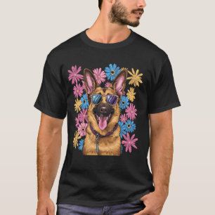 Duitse Herdershond Bloemrijke Lente Hond Natuurlie T-shirt