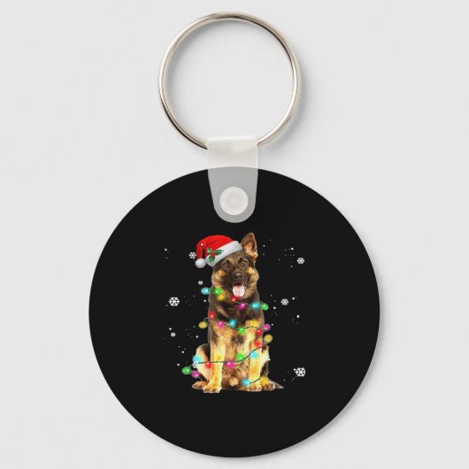 Duitse Herdershond Boom Kerstmuts Kerstmis Doe Sleutelhanger (Voorkant)