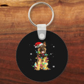 Duitse Herdershond Boom Kerstmuts Kerstmis Doe Sleutelhanger (Voorkant)