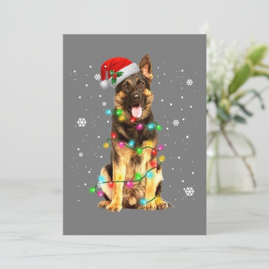 Duitse Herdershond Boom Kerstmuts Kerstmis Feestdagenkaart (Staand voorkant)