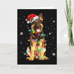 Duitse Herdershond Boom Kerstmuts Kerstmis Honden Kaart