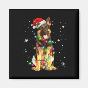 Duitse Herdershond Boom Kerstmuts Kerstmis Honden Magneet