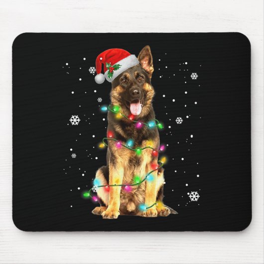 Duitse Herdershond Boom Kerstmuts Kerstmis Honden Muismat (Voorkant)