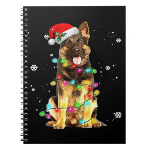 Duitse Herdershond Boom Kerstmuts Kerstmis Honden Notitieboek