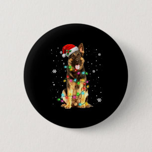Duitse Herdershond Boom Kerstmuts Kerstmis Honden Ronde Button 5,7 Cm