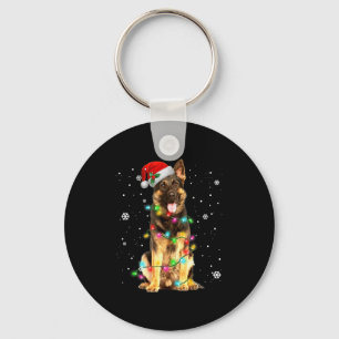 Duitse Herdershond Boom Kerstmuts Kerstmis Honden Sleutelhanger