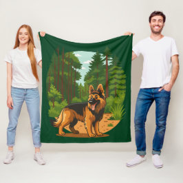 Duitse Herdershond Bos Avontuur Hond Fleece Deken