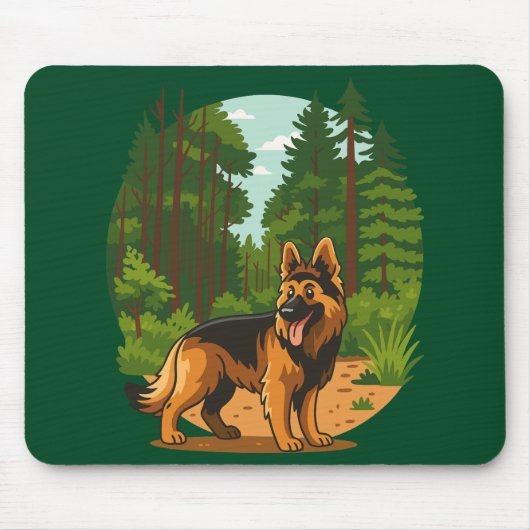 Duitse Herdershond Bos Avontuur Hond Muismat (Voorkant)
