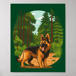 Duitse Herdershond Bos Avontuur Hond Poster