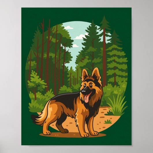 Duitse Herdershond Bos Avontuur Hond Poster (Voorkant)