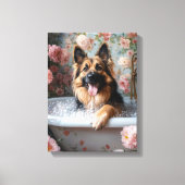 Duitse Herdershond Bubbelbad Hemelgenoegen Canvas Afdruk (Voorkant)