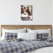 Duitse Herdershond Bubbelbad Hemelgenoegen Canvas Afdruk (Insitu (Slaapkamer))