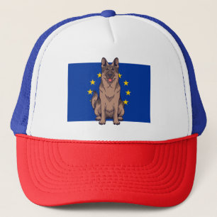 Duitse Herdershond Cartoon Portret Ontwerp Trucker Pet